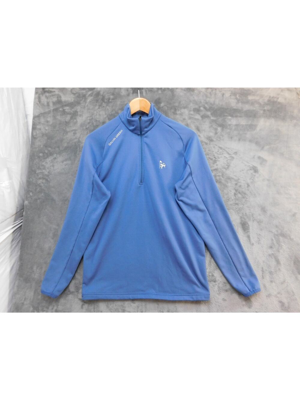 Galvin Green Sweatshirt Mens Medium Blue 1/4 Zip Mock Neck Golf Pullover Logo